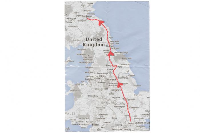 Map of Mendelssohn's Journey from London to Scotland